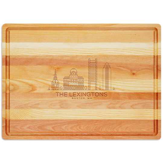 Boston Skyline Master Large Wood Cutting Board